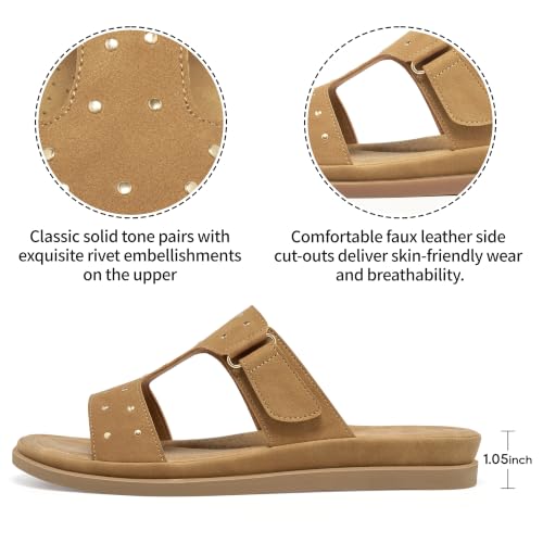 Image of Womens Comfortable Slides Sandals: Softy Memory Foam & Breathable Insole for Casual Walking - Slip-On Design & Lightweight Non-Slip Outsole for Daily Travel