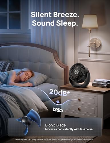 Image of DREO Fan for Bedroom, Table Air Circulator for Whole Room, 11 Inch, 60ft Strong Airflow, 120 adjustable tilt, 20db Low Noise, Quiet, 3 Speeds, Desk Fan for Home,Office, Kitchen