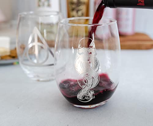 Silver Buffalo Harry Potter Icons 20-Ounce Stemless Wine Glasses, Set Of 2 | Drinking Cup Cocktail Glasses For Home Barware Set, Kitchen Decor | Wizarding World Gifts And Collectibles #TOP2