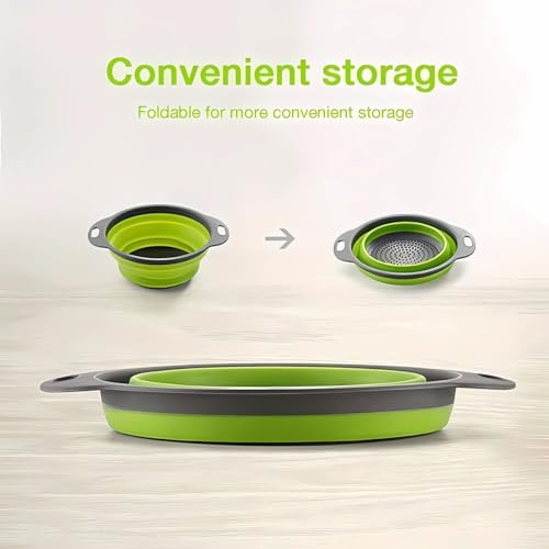 König Design Foldable Colander Strainer, Silicone Plastic Pasta Strainer Set, 2 Sizes (24.5 + 29.2 cm), Red - Image 4