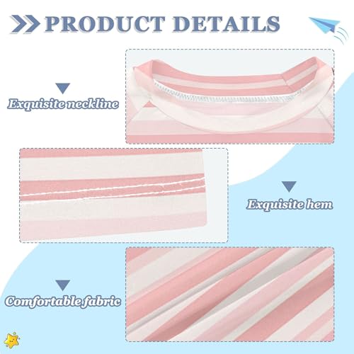 Stripe Pink Kids Bathing Suit Short Sleeves Basketball Shirt Swimwear Beach Tops 3T3