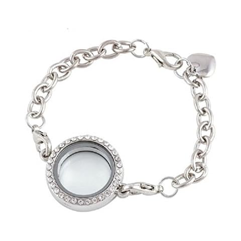 Cherityne 25mm Rhinestone Locket Bracelet Cover