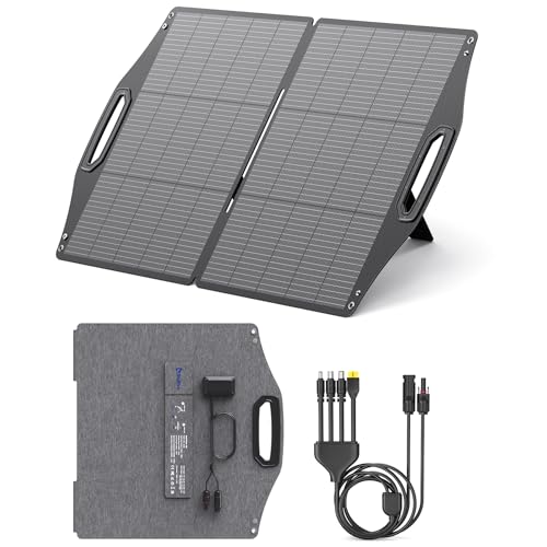 BigBlue 100W Solar Panel w/USB-C(45W PD)+USB-A(Fast Charging 18W) & MC-4 Ports, IP68 Waterproof, Camping Essentials, Folding Portable Solar Charger w/Kickstand for Power Stations, Phones, Tablets
