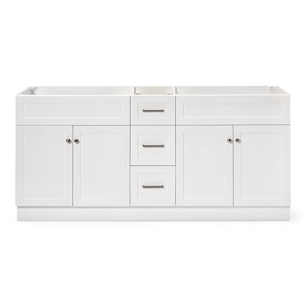 ARIEL Hamlet 72 in. Double Sink Base Cabinet in White