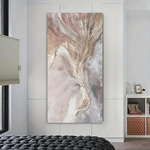 Toile murale abstraite 50x100 texture feuille d'or chic