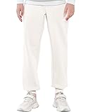 JIAHONG Kids Fleece Sweatpants Soft Brushed Joggers Pants Drawstring Casual Plain Sweatpants for Boys or Girls 3-12Y(White, xs(3-4y)