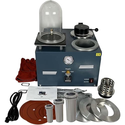 IMOSEI Jewelry Cast Machine, Vacuum Investment Casting Machine with Barometer, High Temperature Refining Precious Metal Jewelry Casting Tool 1/2 HP, for Silver, Gold