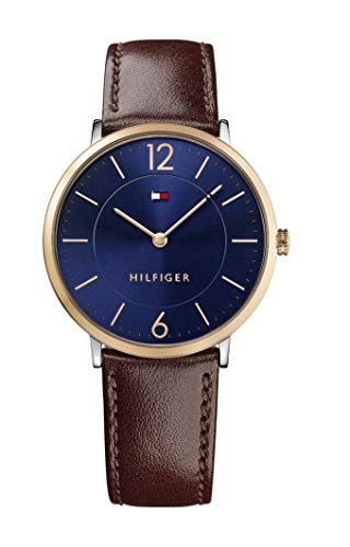 Tommy Hilfiger Men's Sophisticated Sport Stainless Steel Quartz Watch with Leather Strap, Brown, 20 (Model: 1710354)
