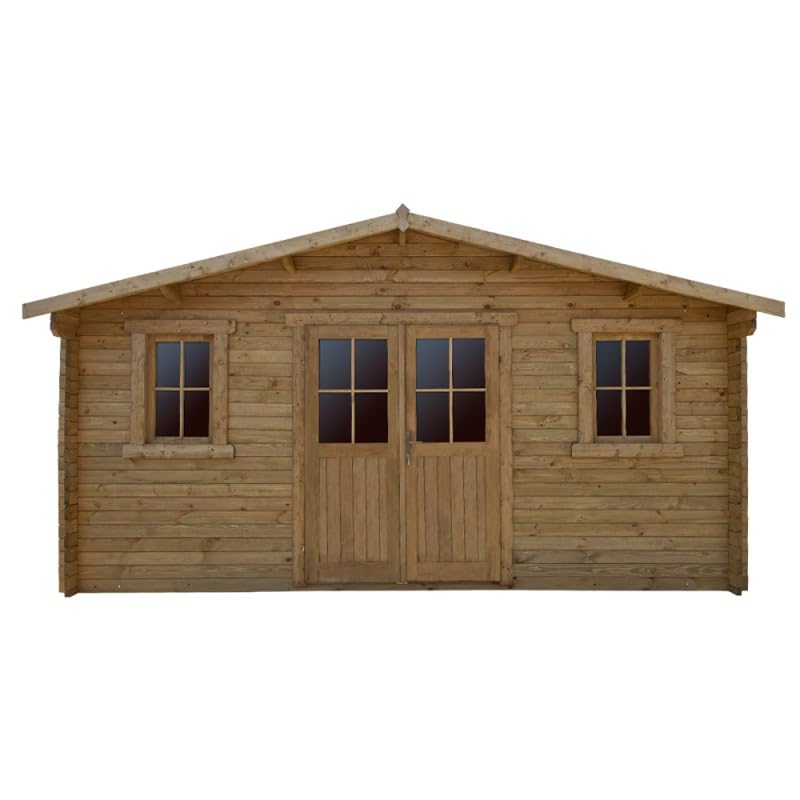 Gardy Shelter Abri de Jardin Bois Massif Traité 19,8m² | Rangement Extérieur Marron avec Toiture Voliges 20mm | sans Permis de Construire | Traitement Insecticide et Fongicide