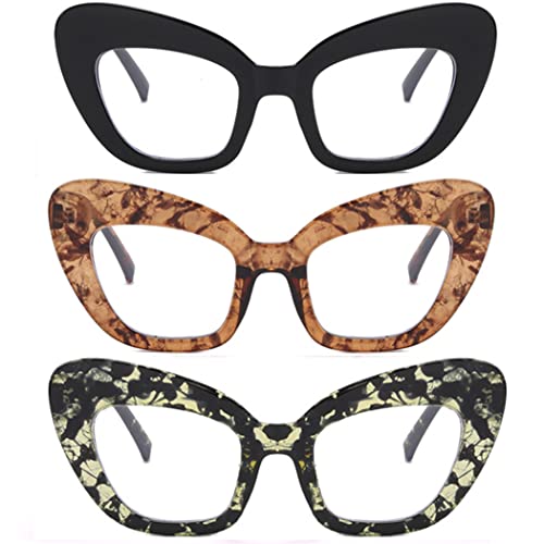 Image of 3 pack Blue Light Blocker Reading Glasses Cat eye Frame Readers Eyeglasses for Women