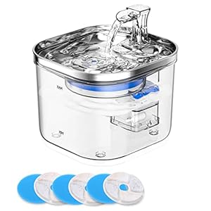 Fuente para Gatos, Bebedero Gatos Ultra Silenciosa, Fuente Gatos 2 litros, Fuente para Gatos con 3 filtros, 3 ajustes de Velocidad de Agua y Grifo, Fuente Gatos Apto para Múltiples Mascotas