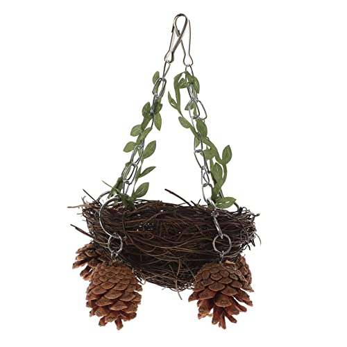 BESPORTBLE Hanging Rattan Nest for Parrots Cozy Swing Bird Bed and Chewing for Parakeets Cockatiels Small Birds Easy to Install Present for Pet Owners