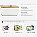 OAMCEG Porcelain Ceramic Butter Container - Large Airtight Butter Keeper With Wooden Lid and Steel Knife, Holds Up to 2 Sticks