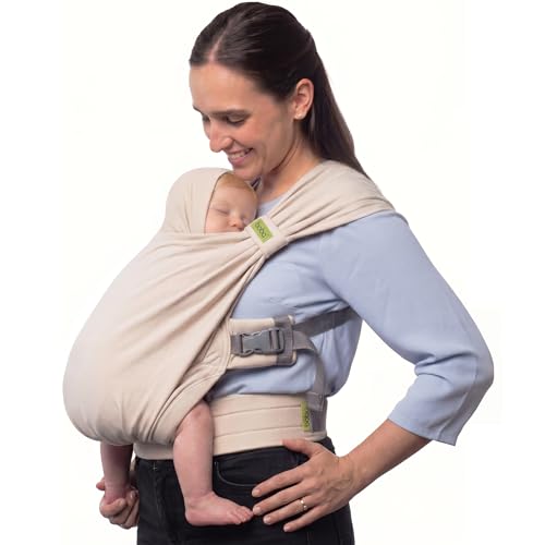 Image of Boba Bliss Pre-Wrapped Baby Carrier with Buckle - Newborn to 7-35 lbs Light, Breathable & Easy to Adjust Hybrid Infant Sling & Toddler Carrier - Certified Hip-Healthy for 0-18 Months - Organic Stone