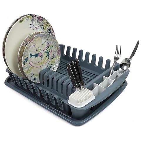 DIVCHI Plastic Dish Drainer with Utensil Holder Cover