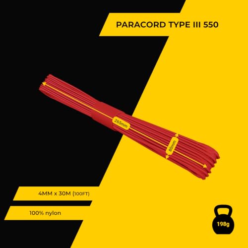 EdcX 2 mm Nylon Paracord 275 - 100% Nylon, 3-Strand, Red, 30 m - Camping, Military, Handmade, Home Decor, 09 Red - Image 3