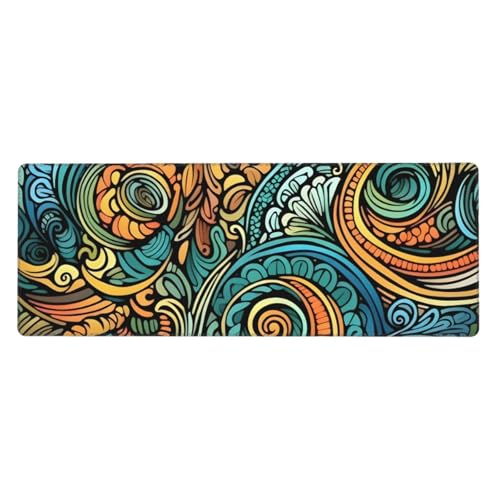 Tapis de souris xl motif floral ethnique finitions durables 80x30