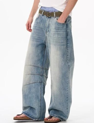 Men Baggy Jeans Y2K Vintage Wide Leg Skater Jeans Loose Fite Denim Pants Trousers Streetwear4