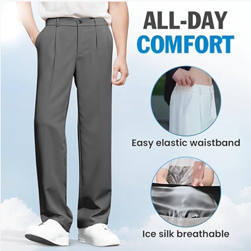 Airflexion Pants,Stretch Waist Ice Silk Pants, Super Stretch Lightweight Breathable,Loose Straight for Men2