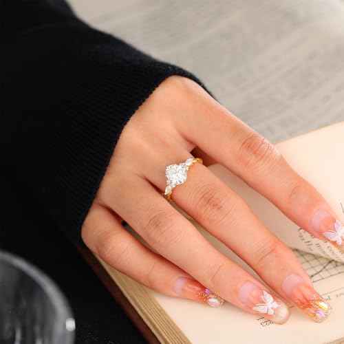 Moissanite Rings for Women,Diamond Engagement Rings 925 Sterling Silver/10K/14K/18K Gold Rings Wedding Bands for Women, Promise Eternity Ring Ideal for Her Size 3-103