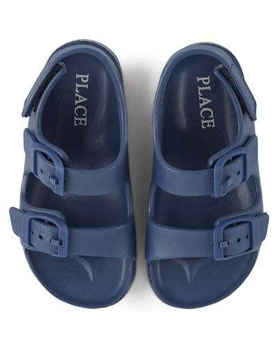 Image of The Children's Place Baby Boys and Toddler Everyday Double Buckle Slide Sandals with Backstrap