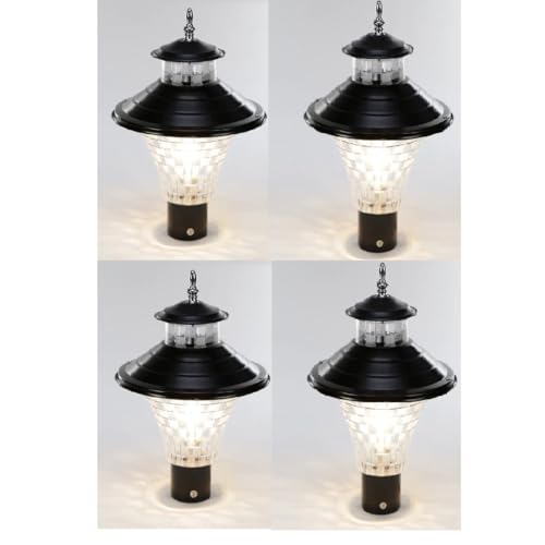 Image of Areezo Waterproof Outdoor Gate Light for Main Gate Pillar - Modern LED /Holder Based Lamp for Home, Garden & Balcony (Pack of 4, Jalwa Black)