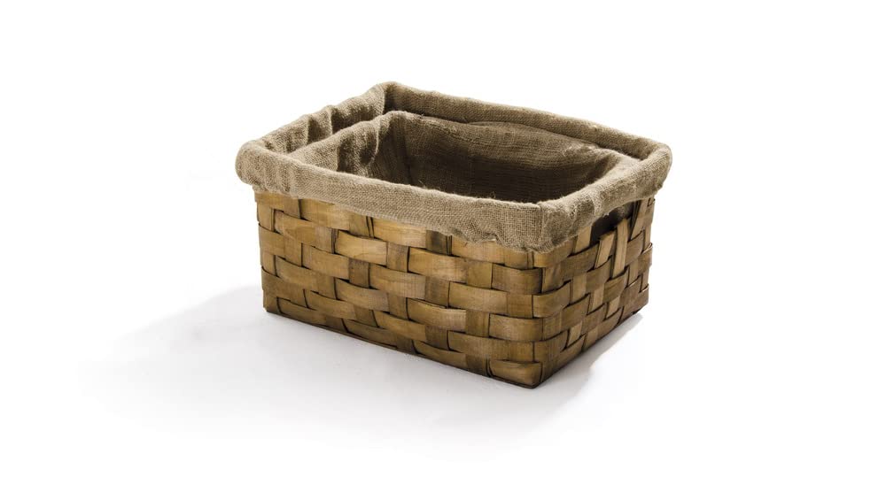 VERDELOOK Set Due ceste portalegna Senza Manici, Grande 61x32 h35 cm Piccolo 50x32 h31 cm, Marrone e Beige