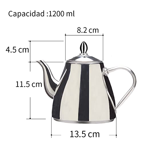 SANQIAHOME Tetera de acero inoxidable,Cafetera ,Pulido Espejo,Asas Huecas Stay Cool, De Plata,Apto para casa o… - Imagen 6