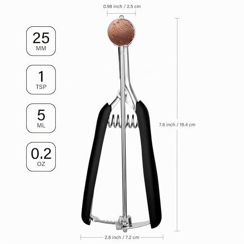 TJ POP Eisportionierer Mini 2,5 cm aus Edelstahl – 5 ml Extra Kleiner Portionierer mit Auslöser… – Ansicht 2