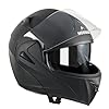 Casco da moto, casco apribile, casco integrale | Casco modulare | Uomo e donna | Con mentoniera rinforzata e doppia visiera | Certificazione ECE 22.06 | Nero opaco (S)