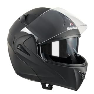 Casco da moto, casco apribile, casco integrale | Casco modulare | Uomo e donna | Con mentoniera rinforzata e doppia visiera | Certificazione ECE 22.06 | Nero opaco (S)