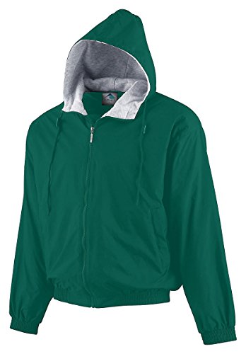 Augusta Hooded Fleece Lined Taffeta Jacket (Dark Green) (3X)
