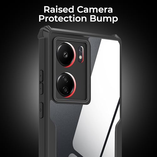 Image of A rtistque Clear Hard Transparent Acrylic Armor Anti-Drop Shockproof TPU Edge Back Cover Case for Redmi 13c - Black