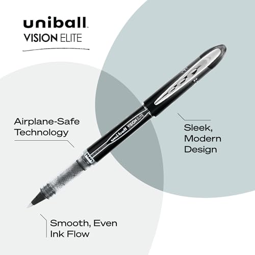 uni-ball Vision Elite Rollerball Pens Fine Point Micro Tip, 0.5mm, Black, 12 Pack - Image 4