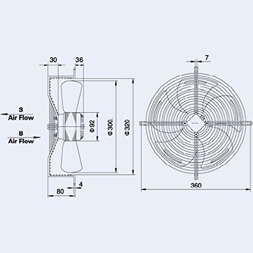 Omnia components - ventilatore assiale aspirante 300 mm 90 w 220 v - con motore e griglia