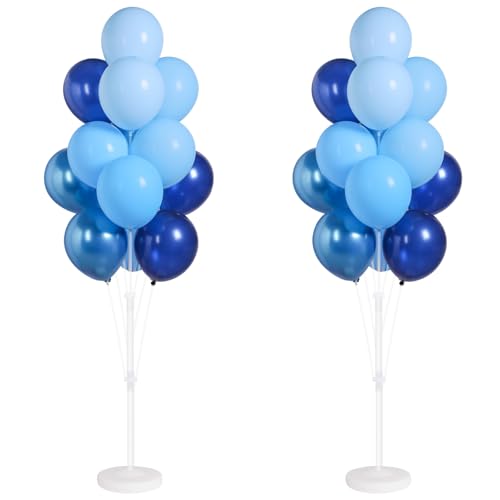 Image of Balloon Sticks with Base for Floor&Table,Metallic Pearl Baby Blue Balloon Column Stand Kit Adjustable 20 inch-63 inch,Base&Pole,Backdrop Decoration for Party Wedding Baby Shower Birthday