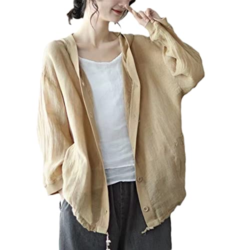 Spring thin coats Autumn coats Womens fashionable coats Cotton and linen casual streetwear