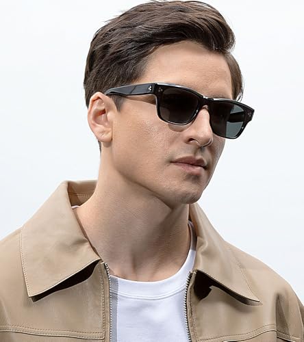 CARFIA Retro Men's Sunglasses Womens Polarized Thick Acetate Frame, Durable Metal Hinge, Premium Three-Point Rivets Glasses3