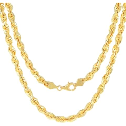 Nuragold 14k Yellow Gold 6mm Rope Chain Diamond Cut Necklace, Mens Jewelry 18" 20" 22" 24" 26" 28" 30" Cover