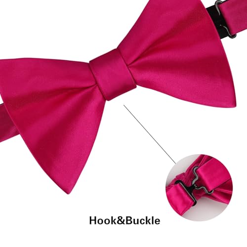 Image of Alizeal Mens 4pcs Formal Solid Bow Tie Set | Pre-tied Pocket Square Cufflinks Boutonniere for Wedding Everyday Use