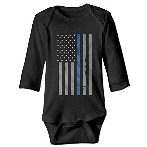 XieTao Thin Blue Line Flag Boutique Baby Bodysuit Onesie Unisex Long Sleeve