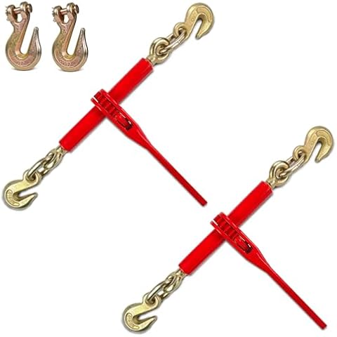 AYMMIC 3/8"-1/2" Ratchet Chain Binder, with Two G70 3/8'' Grab Hook, Working Load Limit of 9,200 Lbs(2 Pcs) Cover
