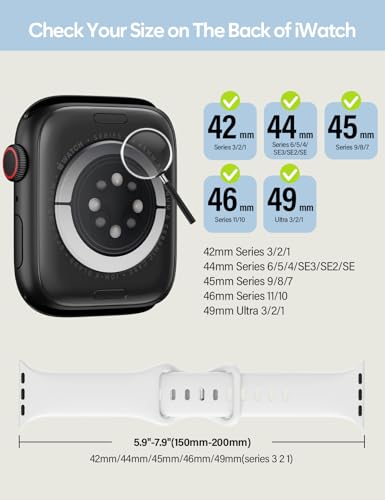 Image of Sport Silicone Band Compatible with Apple Watch Bands 40mm 38mm 41mm 44mm 45mm 42mm 49mm Women Men,Soft Wristband Waterproof Replacement Sport Strap for iWatch Bands Series 9 8 7 6 5 4 3 2 1 SE Ultra