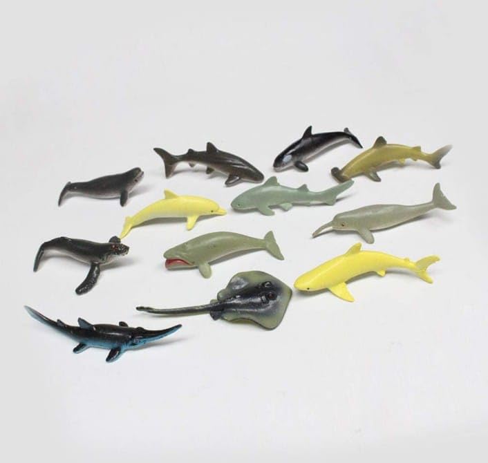Image of Small Kids Sea & Wild Animal Toys Sets for Fun, Educational, Spark Imagination and Learning (Multi Choice Sets) (Shark Fish) 12pcs