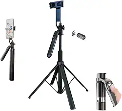 Tripé 3 Em Um Para Celulares e Câmeras, Bastão de Selfie Extensível, Estabilizador De Celular, Tripé Com Acionamento A Distância 180cm, Controle Remoto Bluetooth e Regulagem Total De Direções