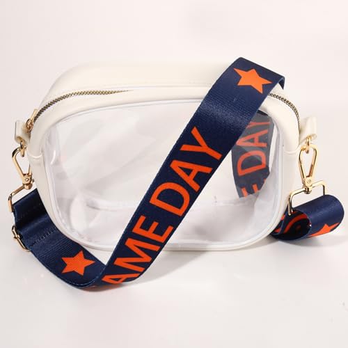Image of Game Day Purse Strap Replacement Crossbody Wide Shoulder Strap Star Football Strap for Stadium Approved Clear Bag