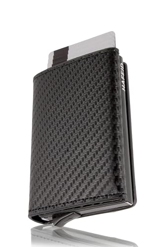 MigWoo Smart Wallet Herren - RFID Schutz Carbonfaser Design 9,7x6,5cm
