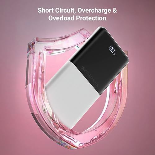 Image of ZEBRONICS EnergiPod 10R1, Power Bank, 10000 mAh, 22.5W Super Fast Charging PD 3.0 (PPS), Dual Type C & USB Port, LED Percentage Indicator, for iPhone, Android, Tablets, Airpods (White)