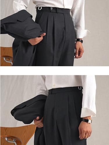Men's Classic Fit Dress Pants Flat Front Straight Formal Pants Wrinkle Free Expandable Waist Suit Pants3
