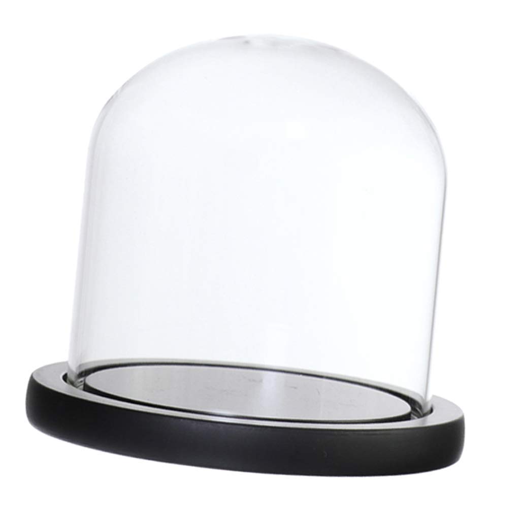Tenlacum Clear Glass Dome with Wooden Base for Home Wedding Party Centerpiece Display Stand DIY Decor - (Black E)